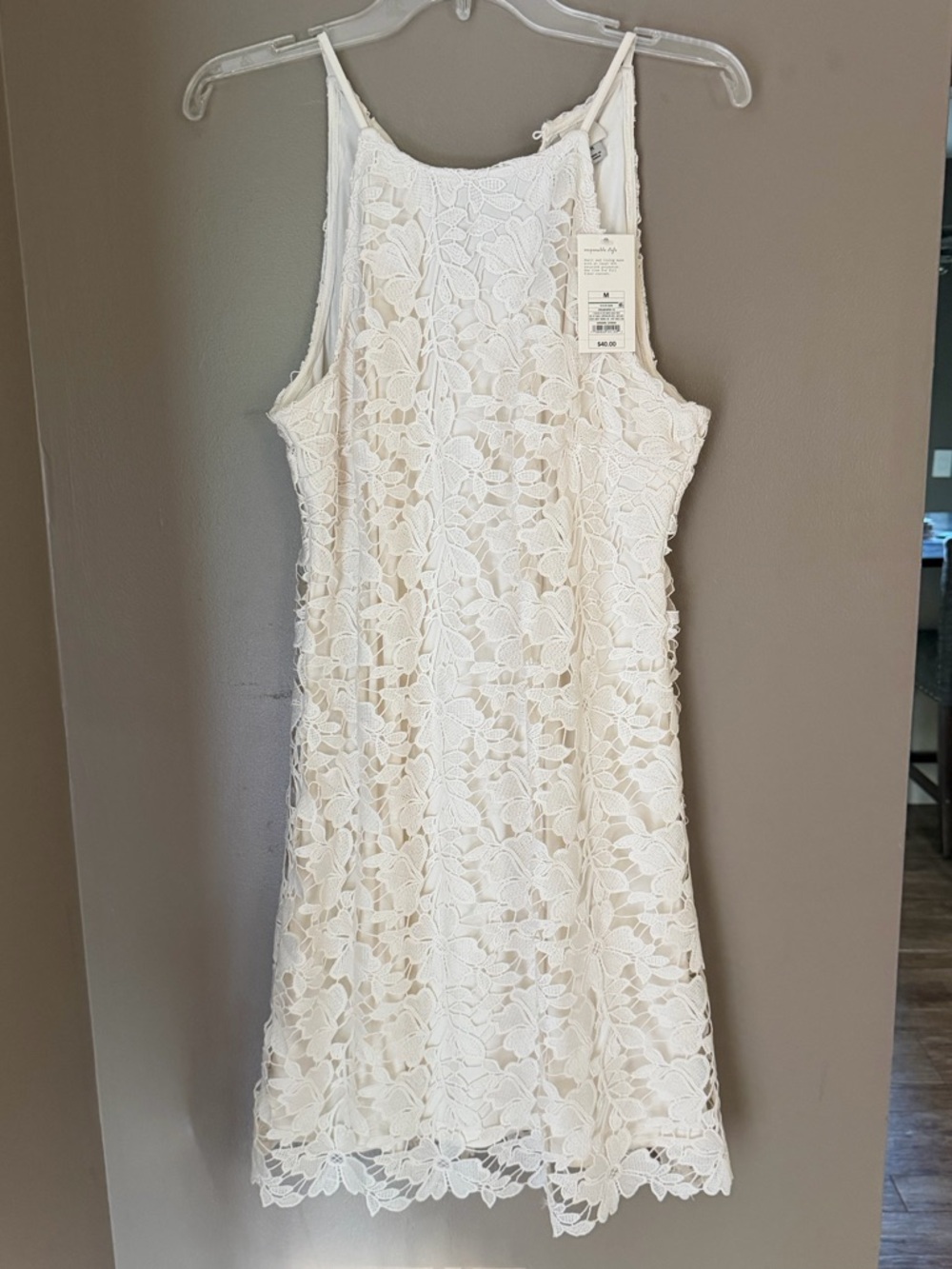NWT A New Day White Lace Crochet Sleeveless Dress - Medium